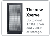 The new Xserve. Up to dual 1.33GHz G4s and 720GB of storage.