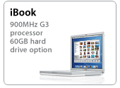 iBook. 900MHz G3 processor, 60GB hard drive option