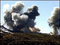 Smoke from bomb blasts   AP